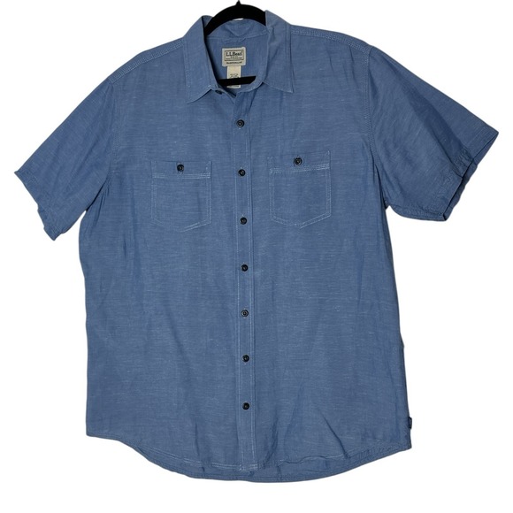 LL Bean Other - LL Bean Traditional Fit Shirt Men's Large Tall Blue Linen Blend Short Sleeve